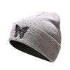 IHAUIUE Butterfly Embroidered Cuffed Beanie Hat Graphic Knitted Skull Cap