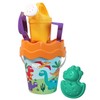 Dino Eimergarnitur, Sandspielzeug, 6 Teile, Eimer, Sieb, Sandform, Schaufel, Rechen,