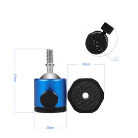 CS PRIORITY 1/4" Mini Ball Head Screw for DSLR Camera Camcorder Tripod Ball Head Microphone LED Light Stand 360 Degree Rotation Blue
