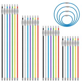 JIYIN 28 Pcs Metal Wire Keychains, 2mm Stainless Steel Connecter Key Rings Loops, 4" 6" 7.8" 10" Coated Wire Cable Key Rings for Hiking Luggage ID Tags,Key Tags,Keyrings, Kitchen Utensils -7 Colors