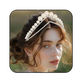 JAKAWIN Pearl Wedding Tiaras and Crowns Rhinestone Bridal Headpiece Prom Princess Costume Tiara for Women