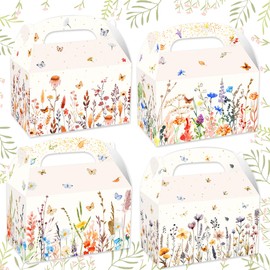 BACH AND BOUJEE 12 PCS Wildflower Theme Favor Bags Treat Candy Goodies Bags for Floral Flower Bridal Shower Baby Shower Birthday Wedding Party Supplies