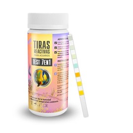 Lomas Tiras Reactivas para Acuarios para Medición 7 Parametros Alanalinidad Total, Carbonatos, Cloro, Dureza Total, Nitratos, Nitritos, pH con 100 Tiras