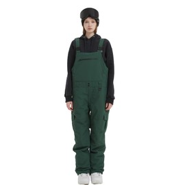 BUMDEEP Women and Mens Snow Bibs Adjustable Overalls Pants Windproof Waterproof Ski Pants Insulated Warm Pants(Green,M)