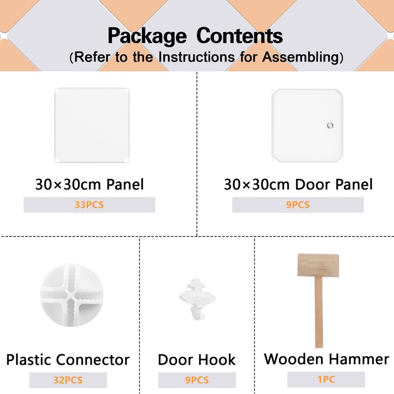C&AHOME Cube Storage Organizer with Doors, 9-Cube Shelf, Closet Cabinet,