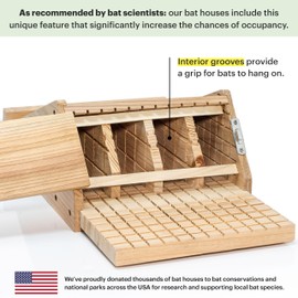 WHITEHORSE Bat House for Outdoors - A 4-Chamber Bat Box - Made from Solid Cedar Wood and Built to Last - Get Rid of Mosquitoes While Supporting Bats (Cedar)