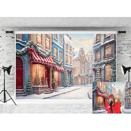 Kate Christmas Photography Backdrops 7x5ft/2.2x1.5m Heavy Snow Christmas Tree Street Backdrops Winter Xmas Background Happy New Year Family Portrait Background Photo Studio