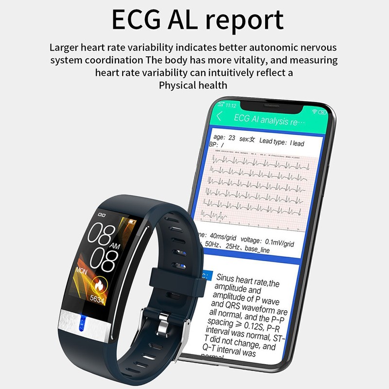 E88 Smart Sports Bracelet Healthy Step Count Multifunction Electrocardio Temperature