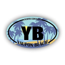 YB Yaupon Beach North Carolina | Beach Landmark Stickers | Ocean, Sea, Lake, Sand, Surfing, Paddleboarding | Perfect for Cars, Windows, laptops, flasks, Water Bottles, Luggage