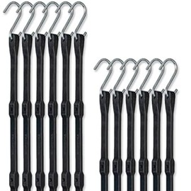 Rubber Bungee Cords Heavy Duty Outdoor with Adjustable Hooks (12-Pack) Assorted Weatherproof Straps with S Hooks for Tarps, Cargo, Motorcycle, Truck and More, Set of 21/6PCS & 31"/6PCS