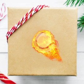 Baseball Stickers Self-Adhesive Sports Ball Sticker Flame Baseball Theme Party Decor Envelope Gift Bag Seal for Sports Party Supplies, Baseball Team Gift, Birthday Parties 5"