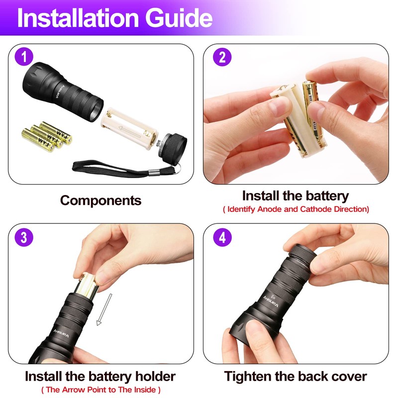 Black Light UV Light Flashlight, 21 LED 395nm Ultraviolet Blacklight