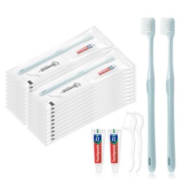 Lomgwumy Disposable Toothbrushes with Toothpaste, Light Grey (20-Pack)