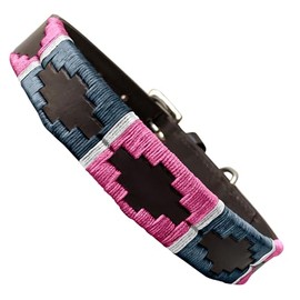 Carlos Diaz Genuine Leather Waxed Embroidered Polo Dog Collar XL