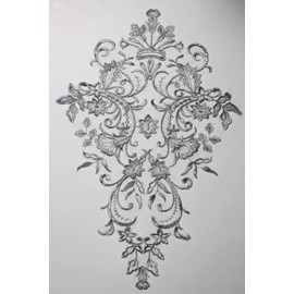 2 Pieces Extra Lace Applique Wedding Motif Sew On #62A (Metallic Silver)