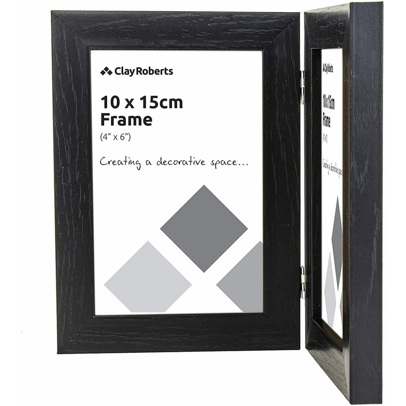 Clay Roberts Double Photo Picture Frame 4x6", Black, Holds 2