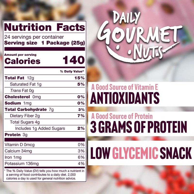 Daily Gourmet Nuts - Unsalted Mixed Nuts Snack Packs/Individually Wrapped