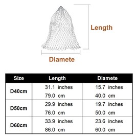 Tongdejing Replacement Diamond Fishing Net Replacement Nylon Net D40cm P50cm P60cm P70cm P80cm P100cm