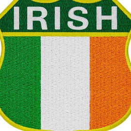 EmbTao Ireland Shield Flag Patch Embroidered Irish National Badge Biker Applique Iron On Sew On Emblem