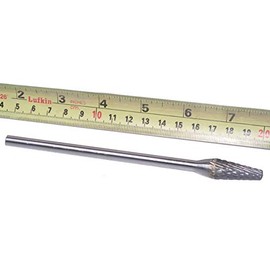 Canadian Tool and Supply 1/2-Inch x 1-1/8-Inch Extra Long Reach Taper 14° w/Radius End Carbide Bur Double Cut 1/4-Inch Shaft L6 (SL-4-DL)