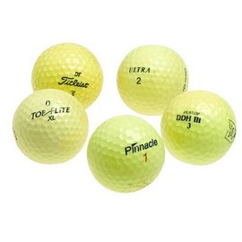 Various Brands Optic Yellow Mixed Recycled Golf Balls, 48 Pack w/mesh bag