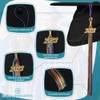 Endea Graduation Double Color Tassel with Gold Date Drop (Rainbow,