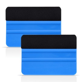 EHDIS 2 pcs Vinyl Squeegee Felt Edge Squeegee 4 Inch Car Vinyl Scraper Decal Applicator Window Tint Tool with Fabric Felt Edge (2 PCS, Blue)