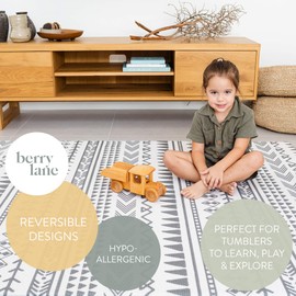 Baby Play Mat for Infants | One-Piece Reversible Foam Floor Mat | Large | Eco-Friendly | Extra Soft | Thick | Non-Toxic | Toddlers | Kids (Mixed Marks Gray/Natural, Large 78” x 55”)