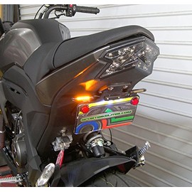 Tucked LED Fender Eliminator Kit with LED Flasher Relay for Kawasaki Z125 Pro - Amber Turn Signals, Smoked Lens