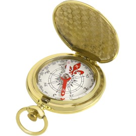 HKSWUTKW Brass Waterproof Golden Keychain Compass - Vintage Antique Design for Kids, Boy Scouts & Hiking - Survival Orienteering & Navigation Gear
