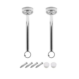 Curtain Rod Ceiling-Mount Bracket,Stainless Steel Ceiling-Mount Rod Holder,TTZEZE Heavy Duty Curtain Rod Holder,Shower Curtain Hanging Rod Supports Sockets (Silver, H:30cm/11.81'' ID:2.6cm/1'' 2PCS)