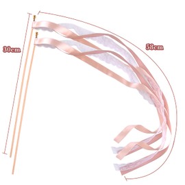 QUACOWW Pack of 30 Ribbon Wands, Silk Fairy Wand Wedding, Wedding Streamers with Bells, Magic Wands with Ribbon Bells, Fairy Wands for Wedding Girls Party (Champagne)