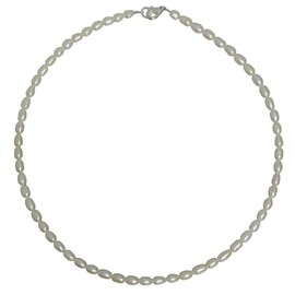 I-be, 446805/300SUZ/45 Freshwater Pearl Necklace Diameter 4 mm 925 Sterling Silver Lobster Clasp Length 45 cm in Gift Box, Sterling Silver, Pearl