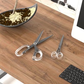 Mouchoi 2 Pack Scissors Set, Acrylic Scissors, One Big Fabric Scissors, One Small Scissors, School Supplies Craft Supplies, Black