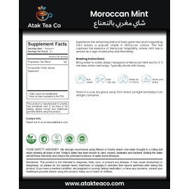Atak Tea Co’s Moroccan Mint Tea | A Refreshing Symphony of Green Tea and Invigorating Spearmint | USDA Organic | 3.17 Oz (Loose Leaf)
