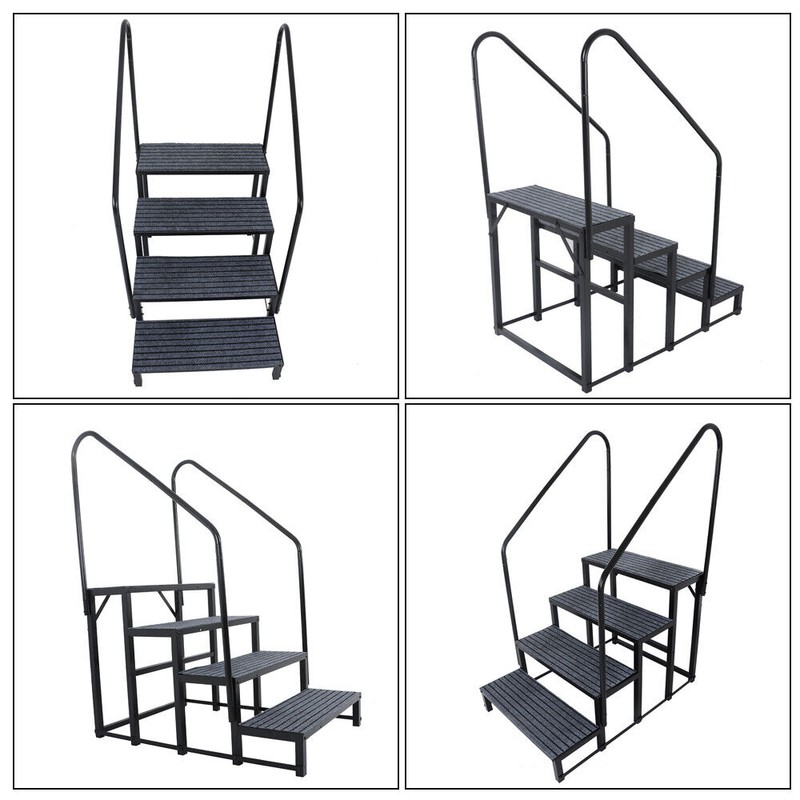 munirater Upgraded 4 Tier Heavy Duty Steel Mobile Home Steps