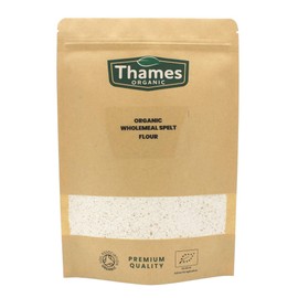 Organic Wholemeal Spelt Flour - of 100% Pure & Natural Flour - No Additives, No Preservatives - Vegan, Non-GMO, Certified Organic - Great for Baking, Cooking, and Sensitive Diets - Thames Organic 500g