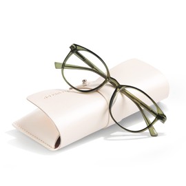 FONHCOO Blue Light Filter Glasses Women's TR90 Blue Light Glasses without Prescription, Super Light Anti-Fatigue Computer Glasses Gaming Safety Glasses (Emerald Green)