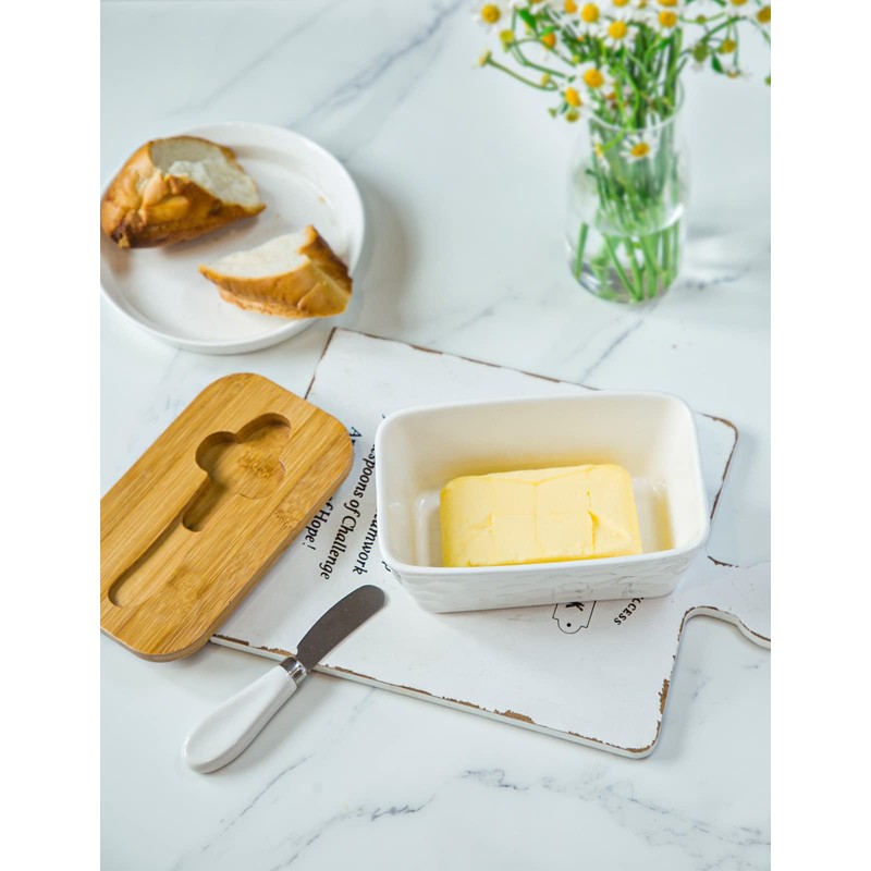 Butter Dish with Lid, Large Butter Dish for Countertop, Ceramic