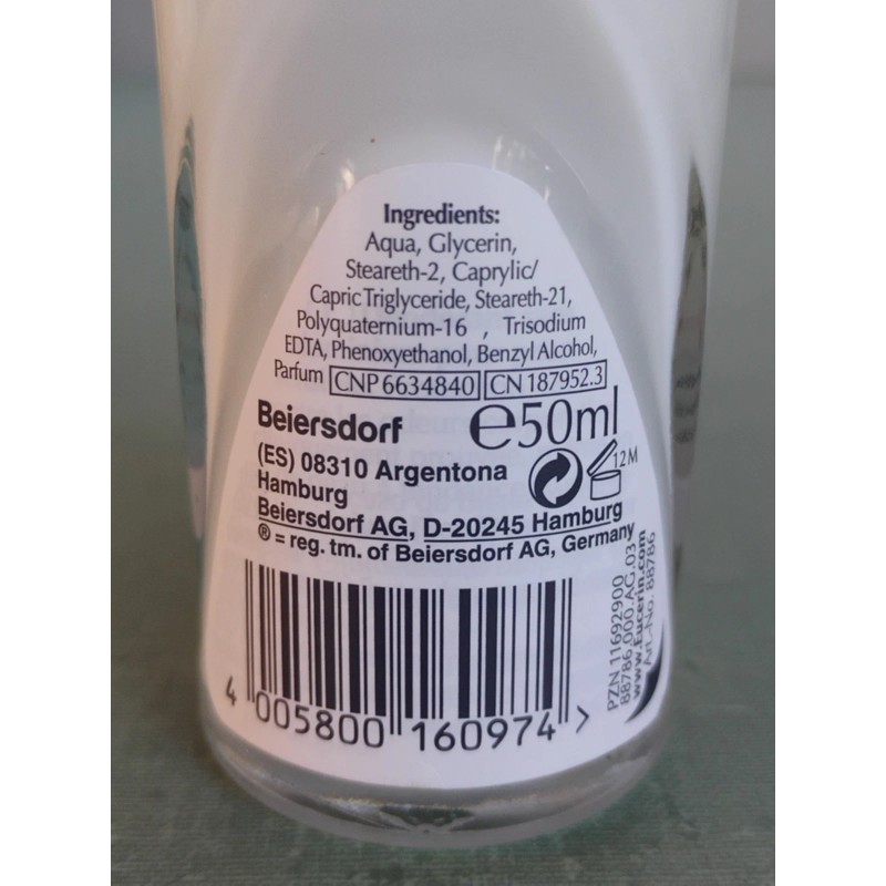 Eucerin Aluminum-Free Deodorant Roll-on 2-Pack 50ml 1.7oz Exp 04/2027