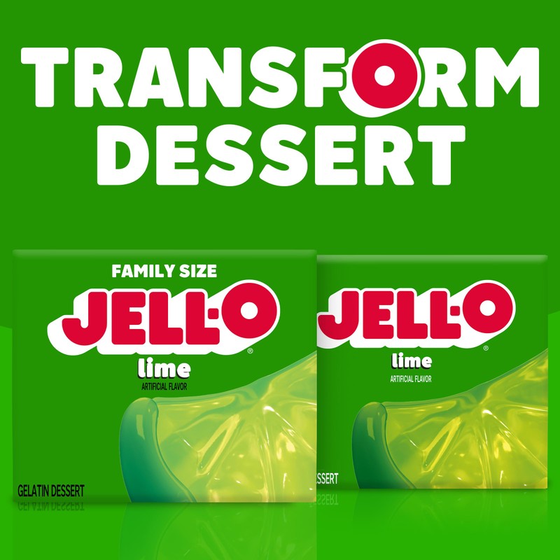 Jell-O Lime Gelatin Dessert Mix, Family Size, 6 oz Box