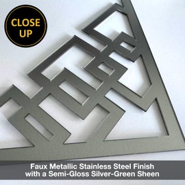 LiveInUrban Silver Art Deco Corner Decor Metal Spray Paint Effect Peel and Stick Decoration, Acrylic Plastic Home Decor For Walls Cabinet Furniture, Interwoven Grid, 5.9“X5.9 X4PCS