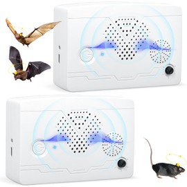 Bat Repellent for Attic: 2 Pack Bat Deterrent Devices - Rechargeable Bird Repellent,Porch & House | Bats Removal Do It Yourself for Indoor & Outdoor | Friendly to Human & Pet(White)
