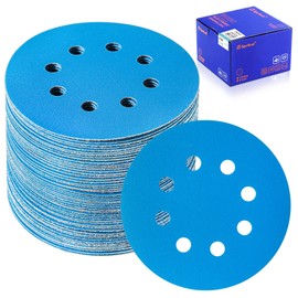 SpeTool 5 Inch 8 Hole Hook and Loop Ceramic Sanding Discs 320 Grit 60P/Set Sandpaper for Random Orbital Sanders