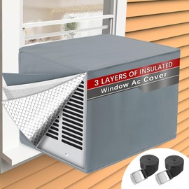 AC Unit Covers Outdoor for Winter Insulation, 24" W x 20" D x 15.6" H, Waterproof & Windfroof Window Air Conditioner Covers for Outside Units with 3 Layers Insulation - Grey