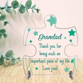 Grandad Puzzle Piece Acrylic Plaque: Heartfelt Father's Day & Birthday Keepsake, Love & Appreciation Gift from Grandchildren - S/M - Size 10.5cm x 9.5cm/14cm x 13cm (Small - 105mm x 95mm)