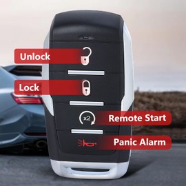 Aichiyu Funda de repuesto para llave de mando a distancia inteligente, 4 botones para RAM 1500 2019 2020 2021 2022 2023 compatible con FCC ID: OHT-4882056, OHT4882056
