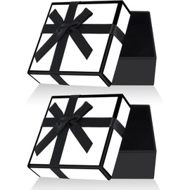 RUINIPOT 2 Pcs Delicate Gift Boxes - Jewelry Gift Box Set, White Jewellery Gift Box with Lids Ring Earring Box Square Necklace Gift Box,Elegant Small Gift Box with Foam Padding