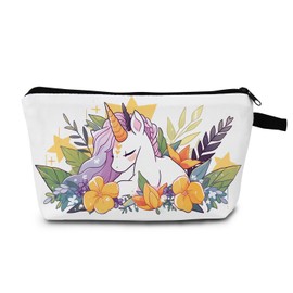 MoCaliduccious Unicorn Print Cosmetic Bag for Women Sister Holiday & Birthday Gift Idea Travel Makeup Organizer with Zipper Stylish Toiletry Pouch