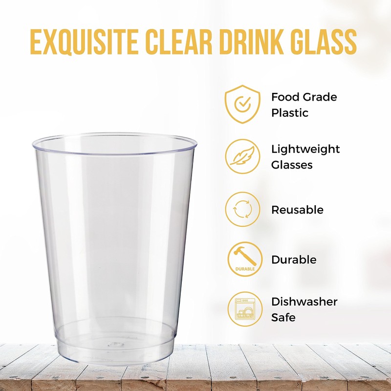 Homeshopa Clear Plastic Tumblers, 8oz Pack of 24 Reusable Unbreakable